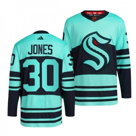 Miehille NHL Seattle Kraken Pelipaita Martin Jones 30 Adidas 2022-23 Reverse Retro 2.0 Jäänsininen Authentic